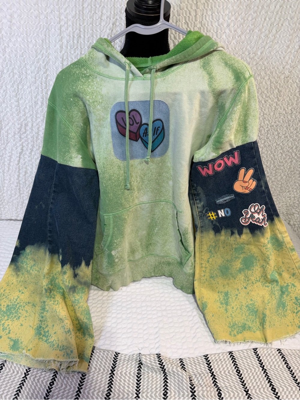 Women’s potty mouth t shirt co Green Tie-Dye Hoodie with Graphic Sleeves